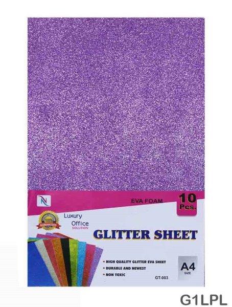 Gift To Love | Glitter Foam Sheet | Color : Purple | Size : A4 | Pcs : 10 Pcs | Code : G1LPL