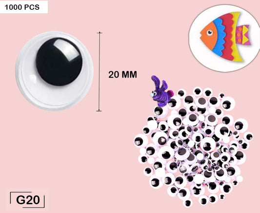 Gift To Love | Googly Eye Round | Size : 20 Mm | Pcs : 1000 Pcs | Code : G20