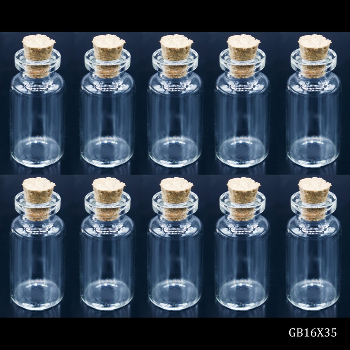 Gift To Love | Mini Glass Bottles With Cork | Size : 16 X 35 | Pcs : 10 Pcs Set | Code : GB16X35