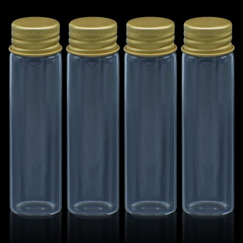 Gift To Love | Mini Glass Bottles With Gold Cap 20ML 22X80MM 4Pcs | Code : GB22X20ML