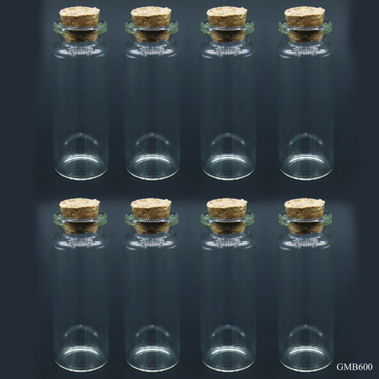 Gift To Love | Mini Glass Bottles With Cork | Size : 22 X 60 Mm | Pcs : 8 Pcs | Code : GMB600