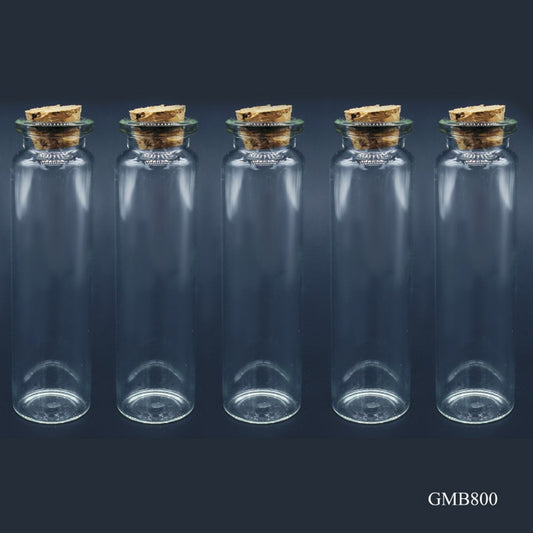 Gift To Love | Mini Glass Bottles With Cork | Size : 22 X 80 Mm | Pcs : 5 Pcs Set | Code : GMB800