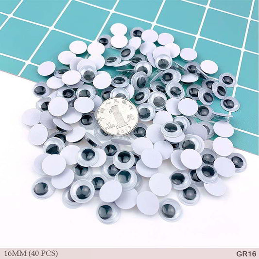 Gift To Love | Googly Eye Round | Size : 16 Mm | Pcs : 40 Pcs | Code : GR16