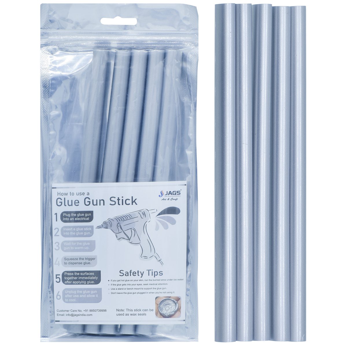 Gift To Love | Glue Stick Thick | Color : Silver | Size : 11 Mm X 20 Cm | Pcs : 5 Pcs | Code : GST5P-SR
