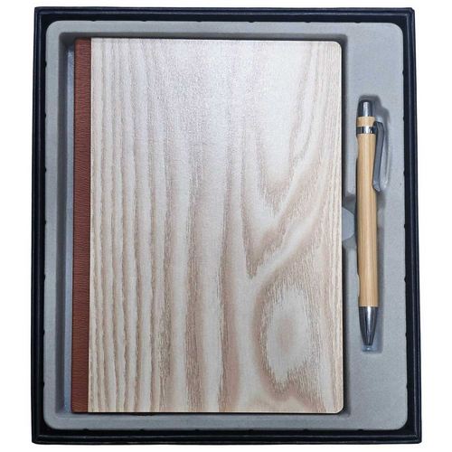 Gift To Love | Gifts Set Diary Wooden With Ball Pen Light Colour | Code : GSWD00-1