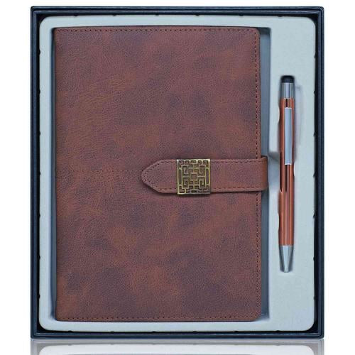 Gift To Love | Gifts Set Diary With Ball Pen Honey Clip Brown | Code : GSWD00-5