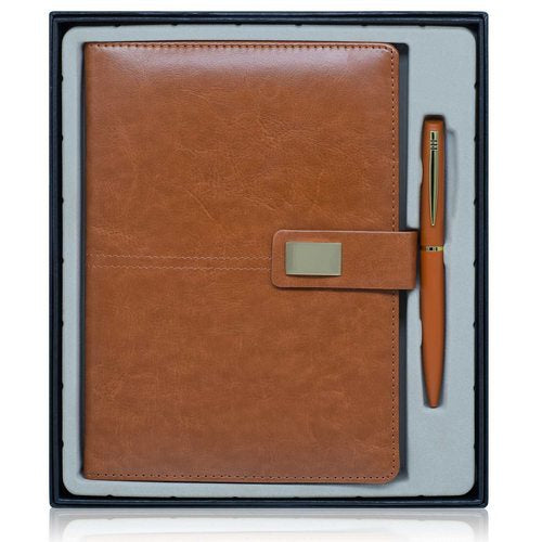 Gift To Love | Gifts Set Diary Gold Clip With Ball Pen Broun | Code : GSWD00-9