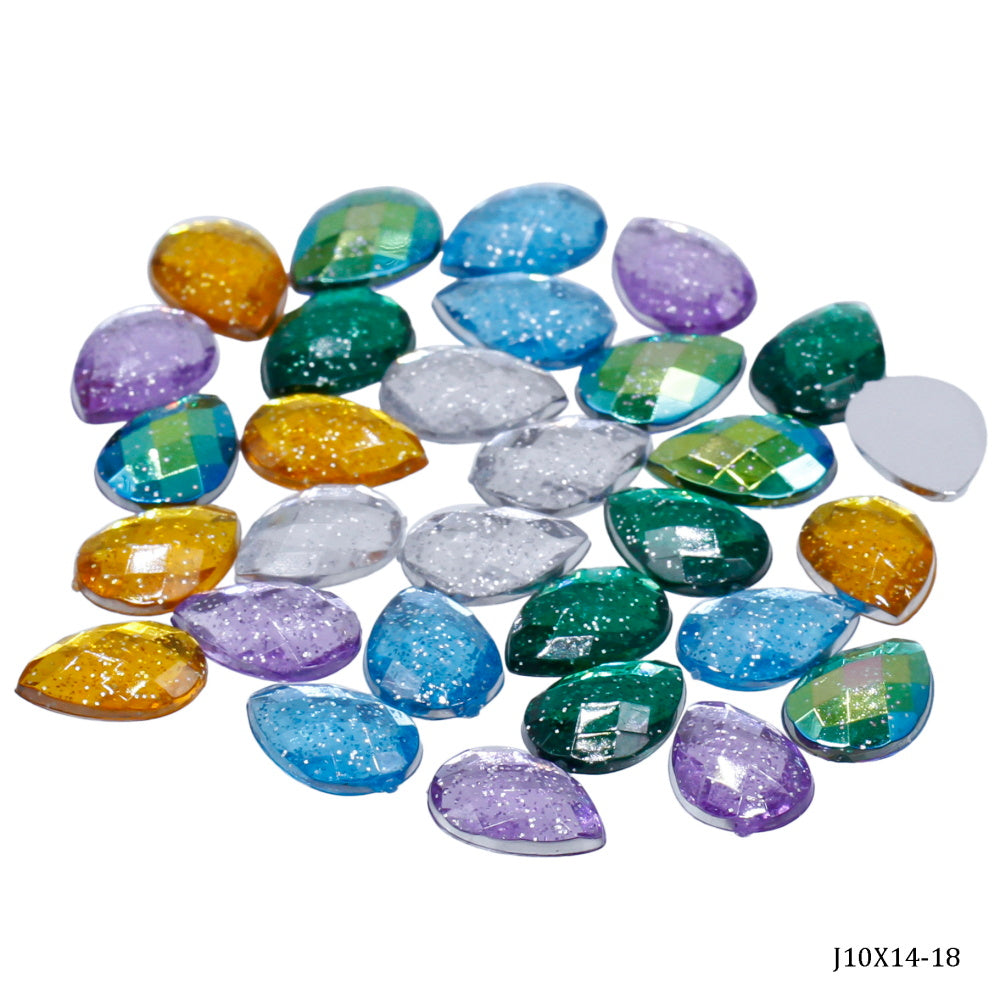 Gift To Love | Kundan Stone Diamond Drop Glitter Small | Pcs : 30 Pcs | Code : J10X14-18
