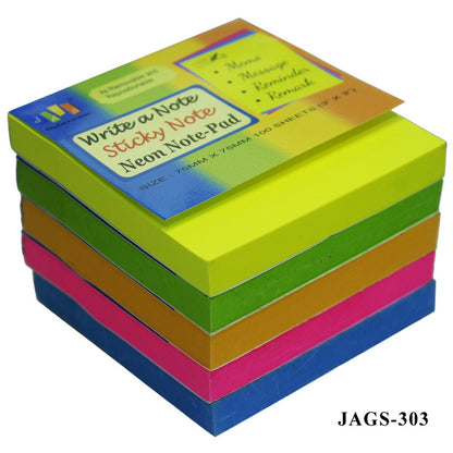 Gift To Love | Sticky Note Pad Neon | Size : 76 Mm X 76 Mm | Pcs : 100 Sheets | Code : JAGS-303
