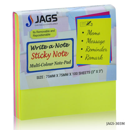 Gift To Love | Sticky Note Pad Neon Multi Colour | Pcs : 100 Sheets | Code : JAGS-303M