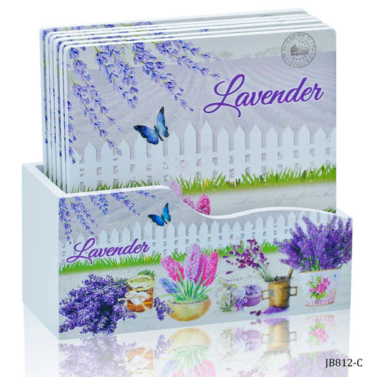 Gift To Love | Tea Coaster Printed Square Mix Design | Pcs : 6 Pcs Set | Code : JB812-C
