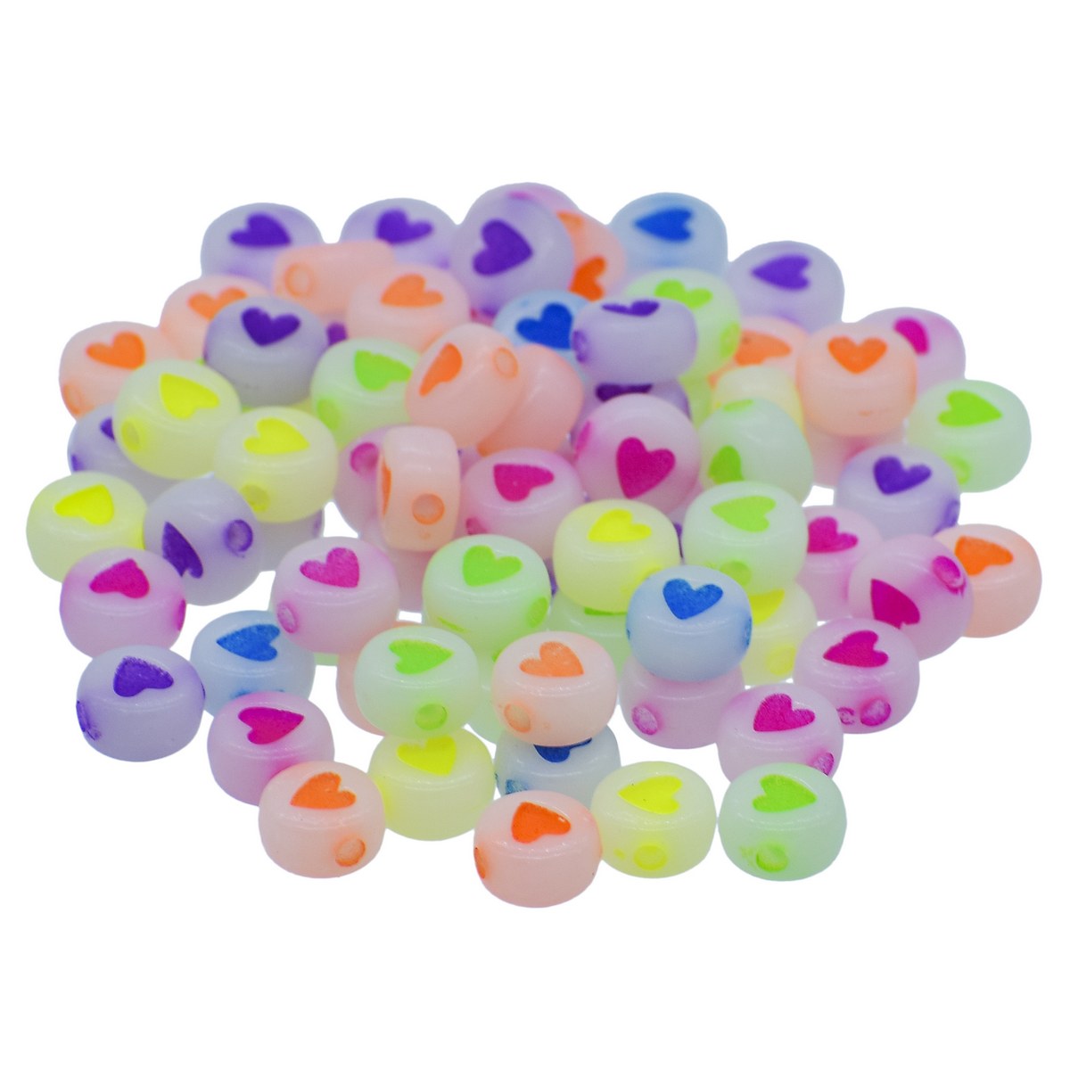 Gift To Love | Craft Beads Neon Heart | Size : 4 X 7 Mm | Pcs : 10 Gm | Code : JCB214