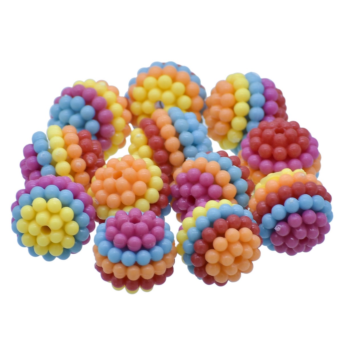 Gift To Love | Craft Beads Round Ball | Color : Colourful | Size : 14 Mm | Pcs : 12 Pcs | Code : JCB221