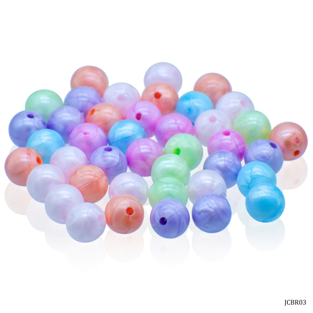 Gift To Love | Craft Beads Round | Color : Pastel Mix Colours | Size : 10 Mm | Pcs : 20 Gsm | Code : JCBR03