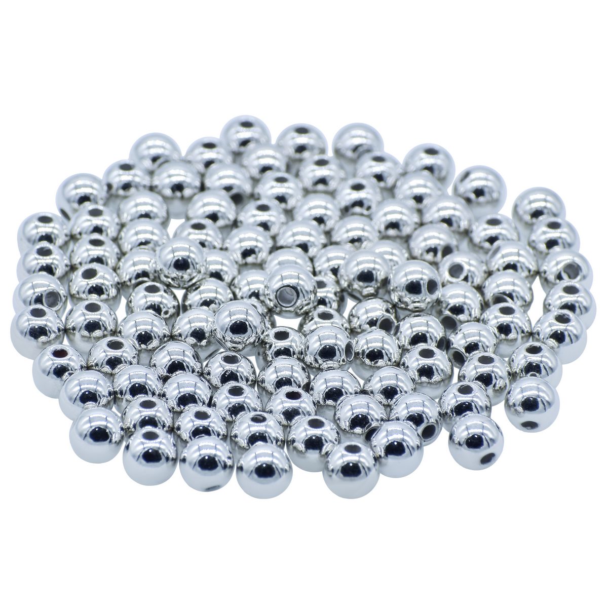 Gift To Love | Craft Beads Round | Color : Silver | Size : 8 Mm | Pcs : 25 Gsm | Code : JCBSR8MM