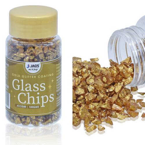Gift To Love | Jags Colour Coating Glass Chips 100 Gram Gold Glitter | Code : JCCG00