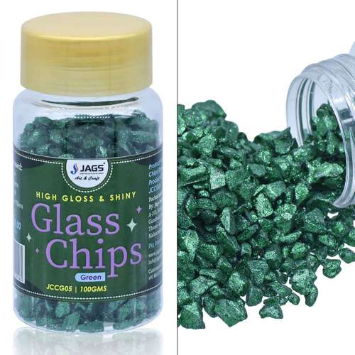 Gift To Love | Jags Colour Coating Glass Chips 100Gram Green Glitter | Code : JCCG05