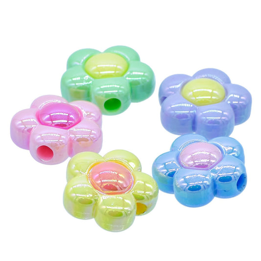 Gift To Love | Beads Two Colour Flower | Pcs : Set Of 5 Pcs | Code : JCCP41