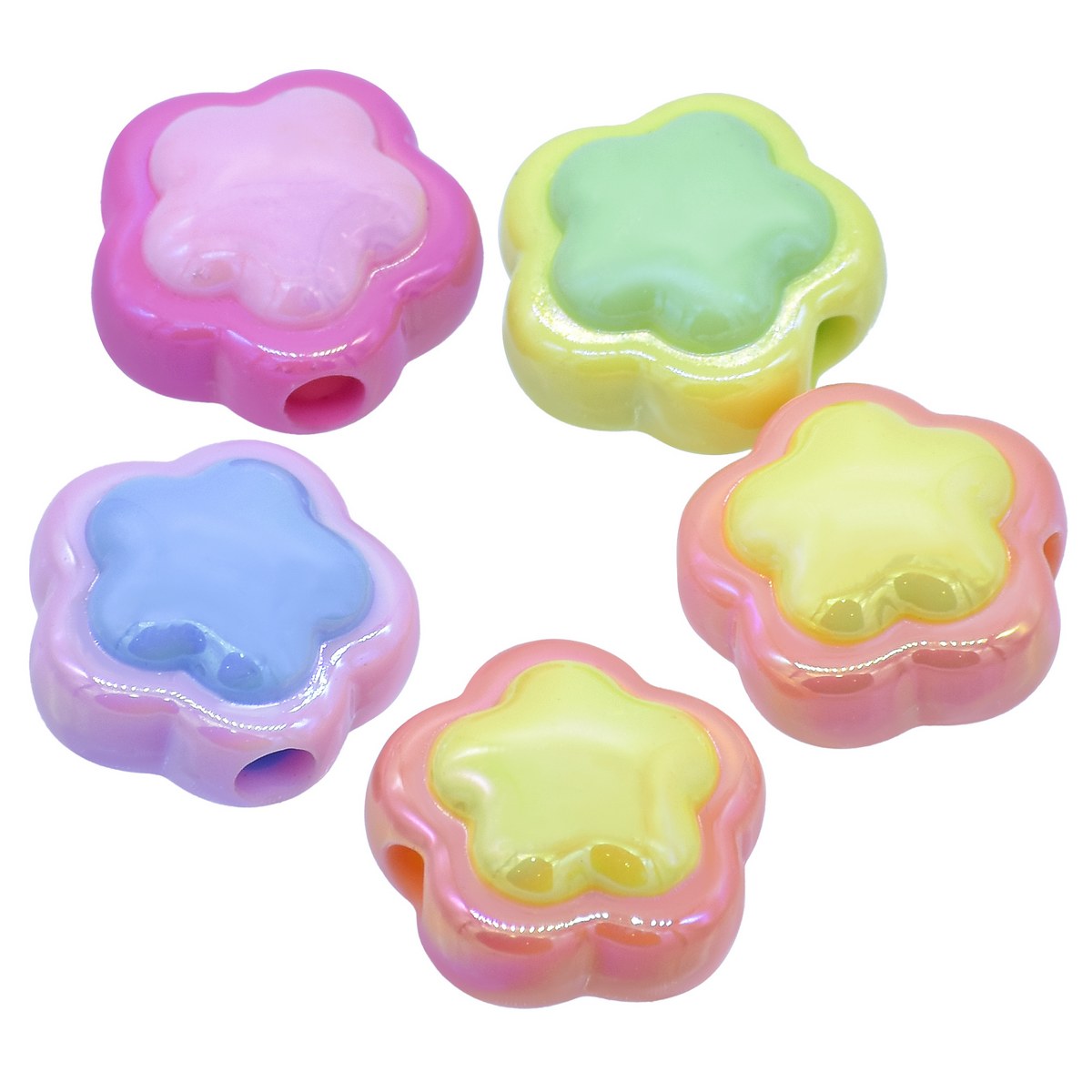 Gift To Love | Beads Two Colour Flower | Pcs : Set Of 5 Pcs | Code : JCCP42
