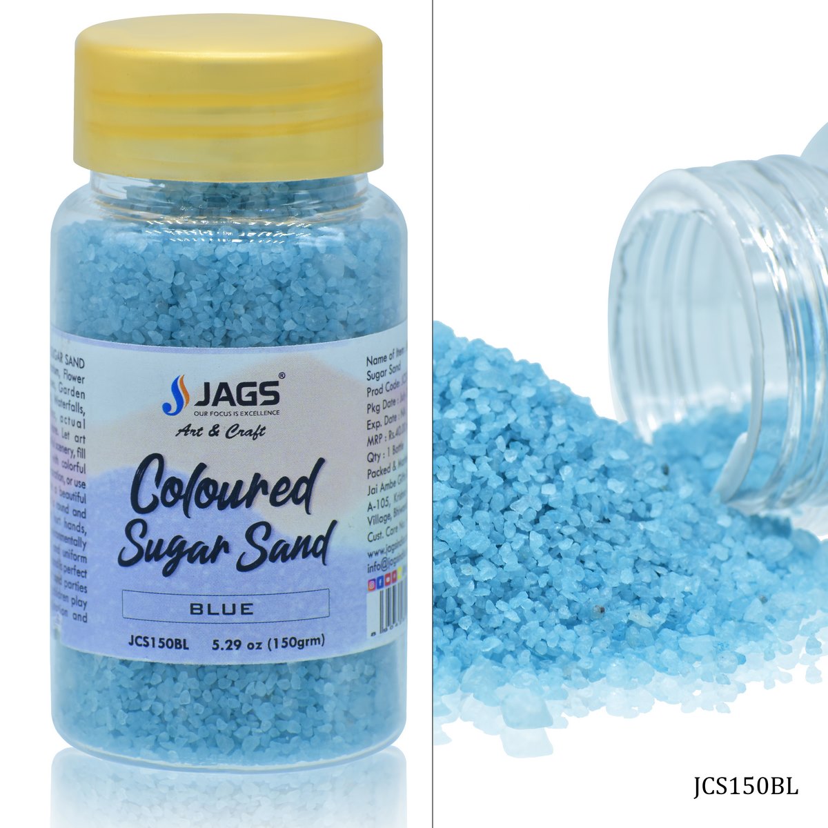 Gift To Love | Coloured Sugar Sand | Color : Blue | Pcs : 150 Gms | Code : JCS150BL