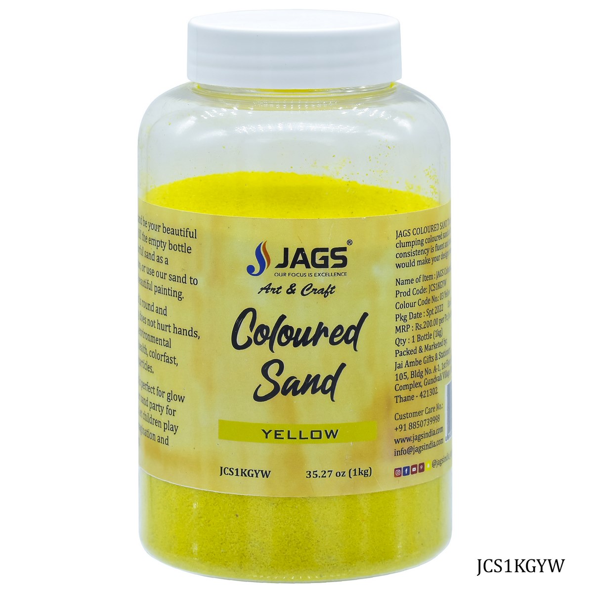 Gift To Love | Coloured Sand | Color : Yellow | Pcs : 1 Kg | Code : JCS1KGYW