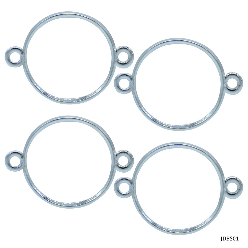 Gift To Love | Diy Bracelet Bezel Round | Color : Silver | Pcs : 4 Pc | Code : JDBS01