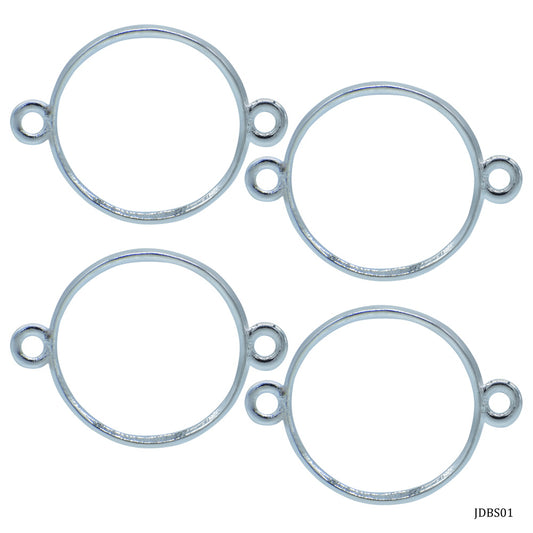Gift To Love | Diy Bracelet Bezel Round | Color : Silver | Pcs : 4 Pc | Code : JDBS01