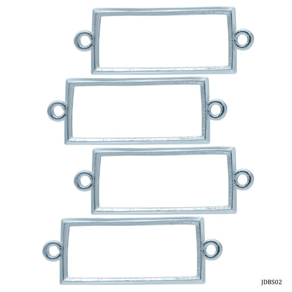 Gift To Love | Diy Bracelet Bezel Rectangle | Color : Silver | Pcs : 4 Pc | Code : JDBS02