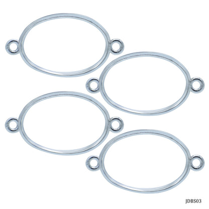 Gift To Love | Diy Bracelet Bezel Oval | Color : Silver | Pcs : 4 Pc | Code : JDBS03