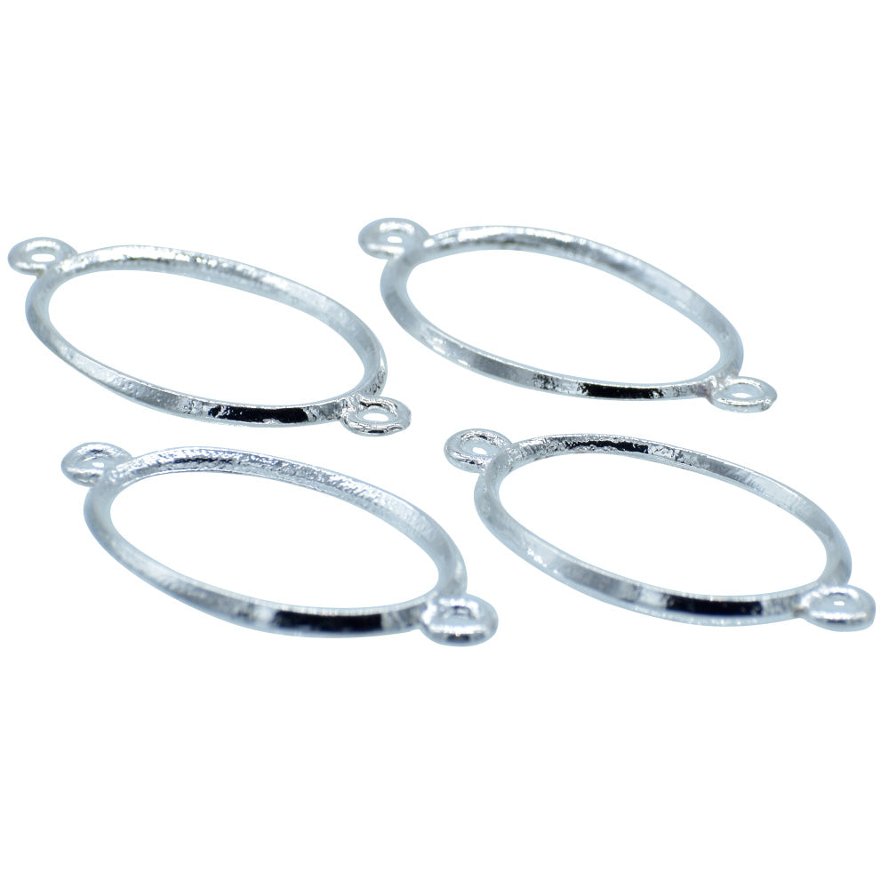 Gift To Love | Diy Bracelet Bezel Oval | Color : Silver | Pcs : 4 Pc | Code : JDBS03