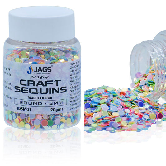 Gift To Love | Craft Sequins Round | Color : Multi Colour | Size : 3 Mm | Pcs : 20 Gms | Code : JDSM01
