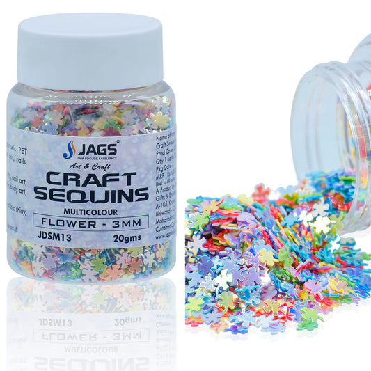 Gift To Love | Craft Sequins Flower | Color : Multi Colour | Size : 3 Mm | Pcs : 20 Gms | Code : JDSM13