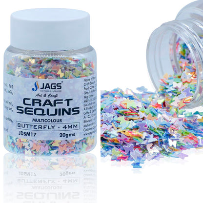 Gift To Love | Craft Sequins Butterfly | Color : Multi Colour | Size : 4 Mm | Pcs : 20 Gms | Code : JDSM17