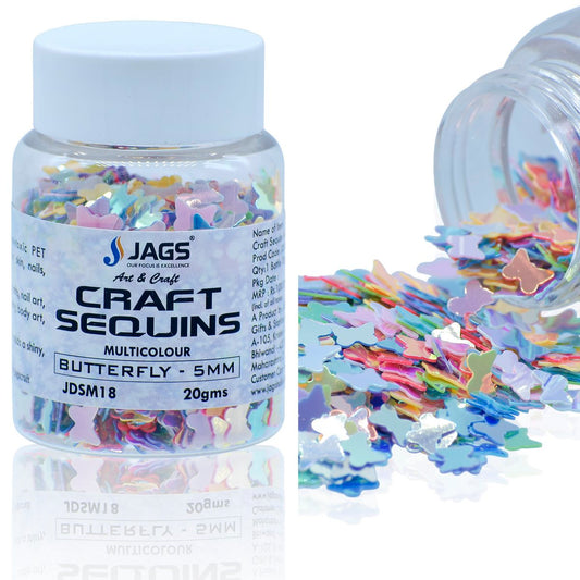 Gift To Love | Craft Sequins Butterfly | Color : Multi Colour | Size : 5 Mm | Pcs : 20 Gms | Code : JDSM18
