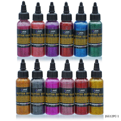 Gift To Love | Glitter Glue Art | Color : 12 Colour | Size : 50 Gms | Pcs : Set Of 12 | Code : JGG12PC-1