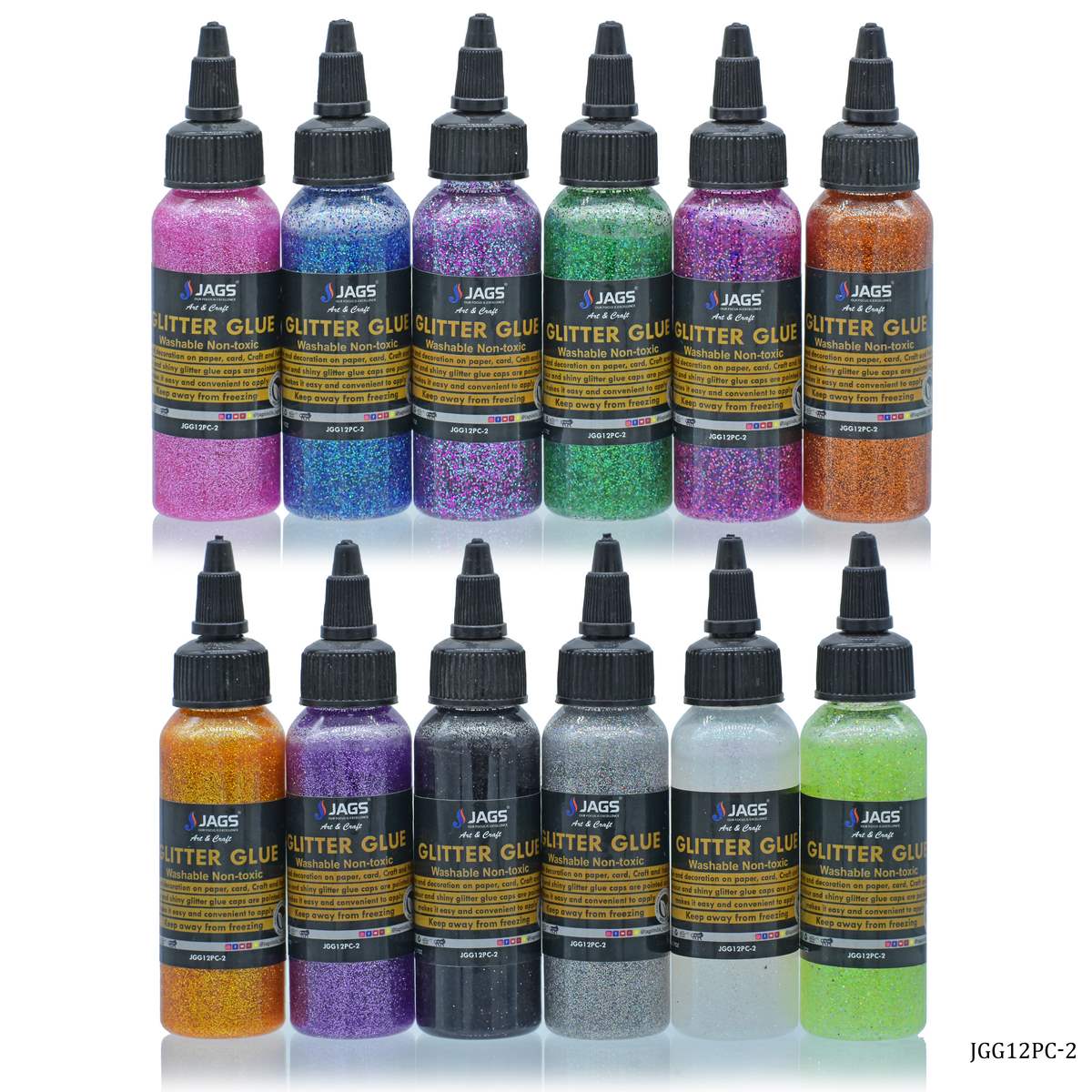 Gift To Love | Glitter Glue Art | Color : 12 Colour | Size : 50 Gms | Pcs : Set Of 12 | Code : JGG12PC-2