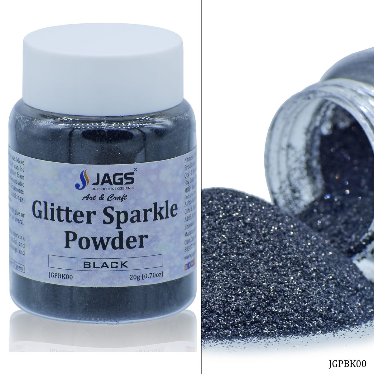 Gift To Love | Glitter Sparkle Powder | Color : Black | Size : 20 Gm | Code : JGPBK00