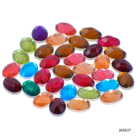 Gift To Love | Kundan Stone Oval Without Hole | Size : 14 X 10 Mm | Pcs : 10 Gms | Code : JKSR37
