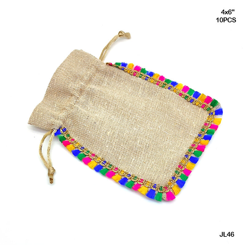 Gift To Love | Jute Bag With Lace | Size : 4 X 6 Inch | Pcs : 10 Pcs | Code : JL46
