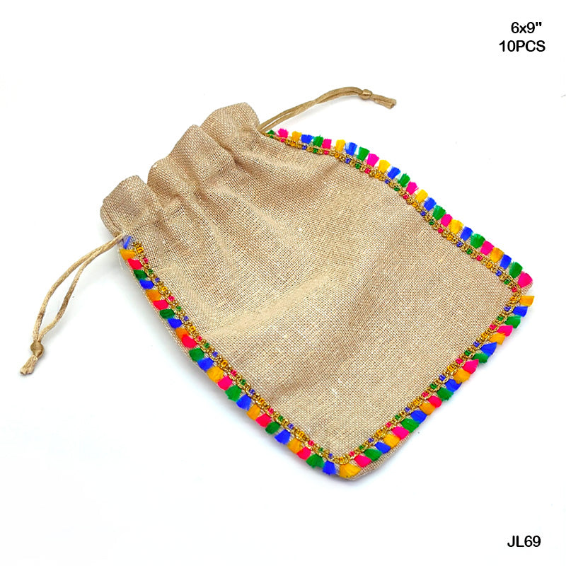Gift To Love | Jute Bag With Lace | Size : 6 X 9 Inch | Pcs : 10 Pcs | Code : JL69