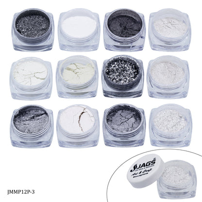 Gift To Love | Mica Powder Silver Shade | Pcs : 12 Pcs Set | Code : JMMP12P-3
