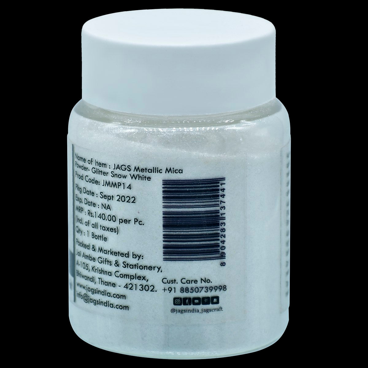 Gift To Love | Metallic Mica Powder Glitter Snow White | Size : 15 Gms | Code : JMMP14