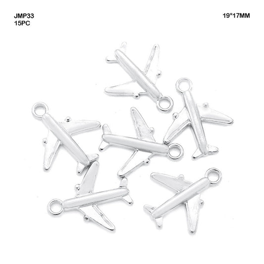Gift To Love | Airplane Pendants | Color : Rose Silver | Size : 17 Mm X 15 Mm | Pcs : 15 Pcs | Code : JMP33