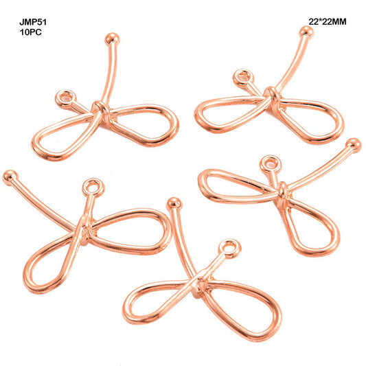 Gift To Love | Bow Pendants | Color : Rose Gold | Size : 22 Mm X 22 Mm | Pcs : 10 Pcs | Code : JMP51