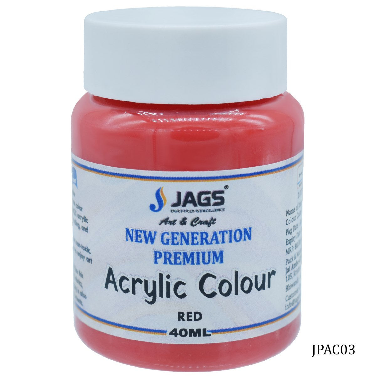 Gift To Love | Premium Acrylic Colour | Color : Red | Size : 40 Ml | Code : JPAC03