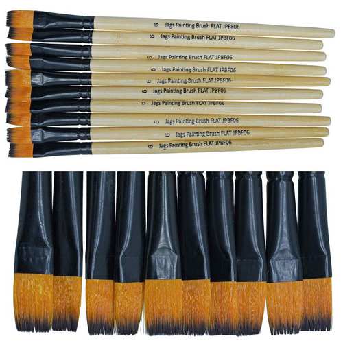Gift To Love | Jags Painting Brush Synthetic Hair Flat 10 Pics No 6 | Code : JPBF06