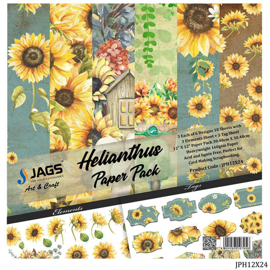 Gift To Love | Paper Helianthus | Size : 12X12 | Pcs : 24 Sheets | Code : JPH12X24