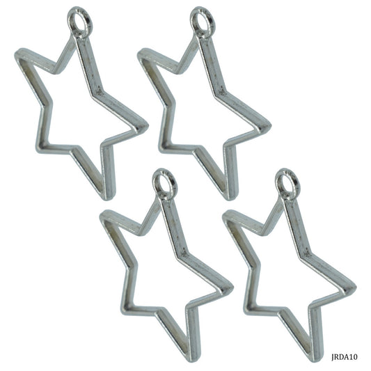 Gift To Love | Metal Imitation Star | Color : Silver | Pcs : 4 Pcs | Code : JRDA10