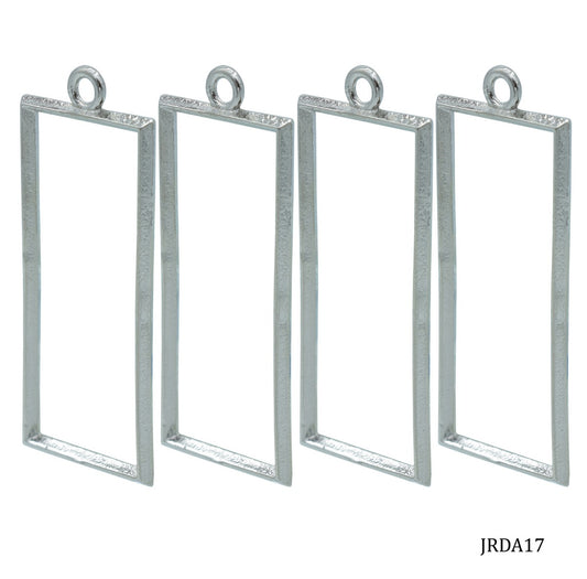 Gift To Love | Metal Imitation Rectangle | Color : Silver | Pcs : 4 Pcs | Code : JRDA17