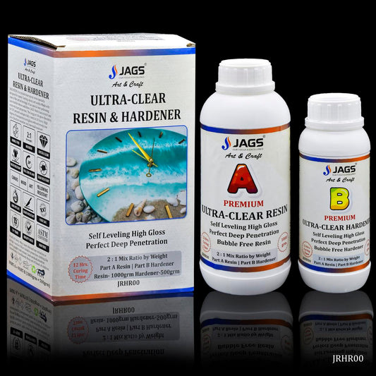 Gift To Love | Ultra Clear Set Resin | Pcs : 1000 Gm Resin, 500 Gm Hardener | Code : JRHR00